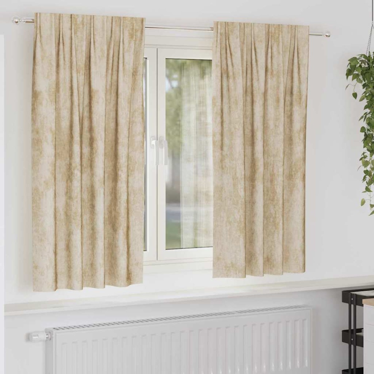 vidaXL Βελούδινες Κουρτίνες 2 τμχ. Κρεμ 175 x 140 εκ. Βελούδο