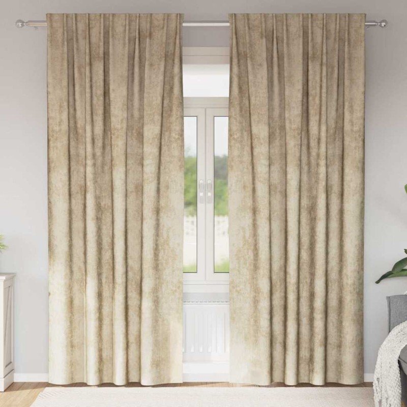 vidaXL Βελούδινες Κουρτίνες 2 τμχ. Κρεμ 225 x 140 εκ. Βελούδο