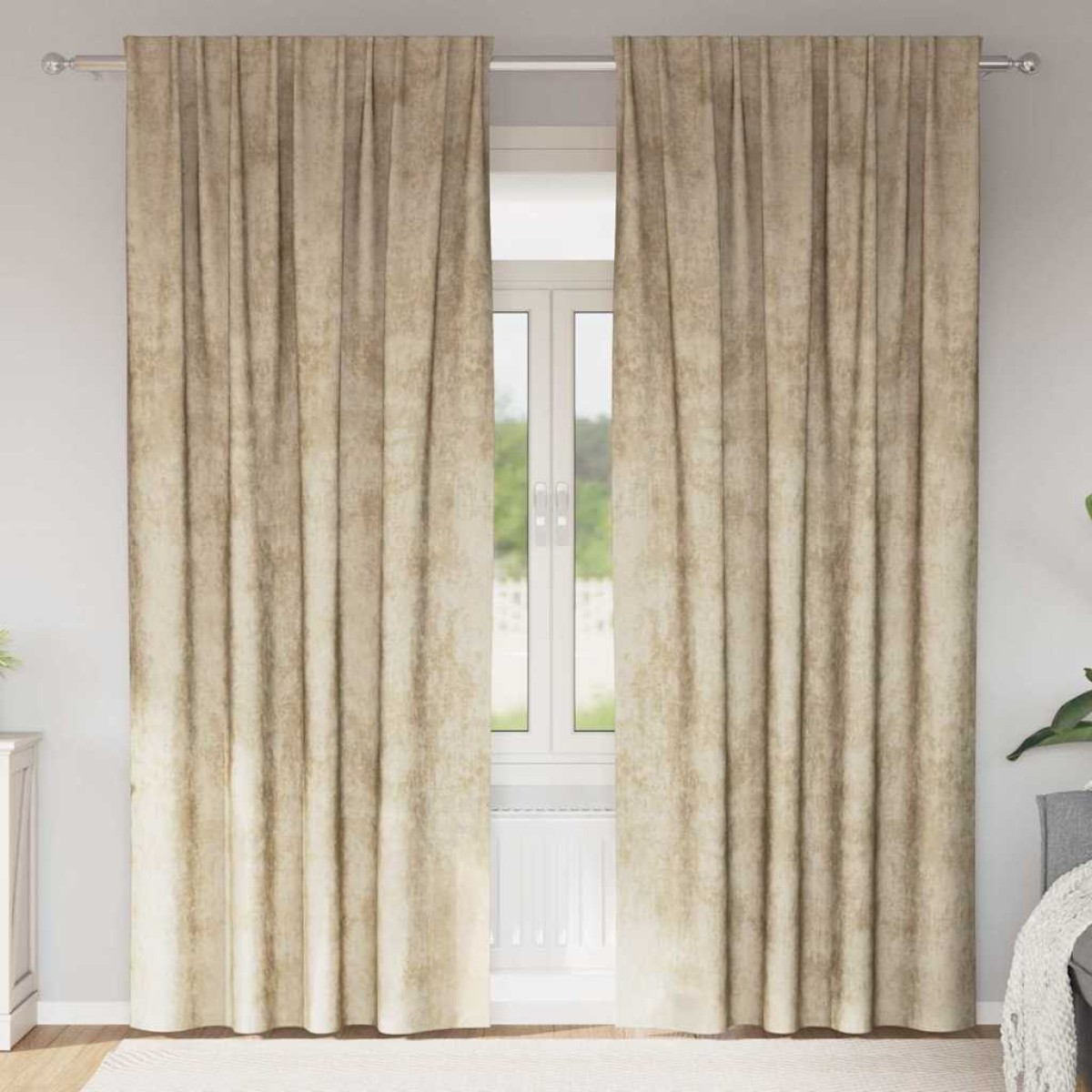 vidaXL Βελούδινες Κουρτίνες 2 τμχ. Κρεμ 245 x 140 εκ. Βελούδο