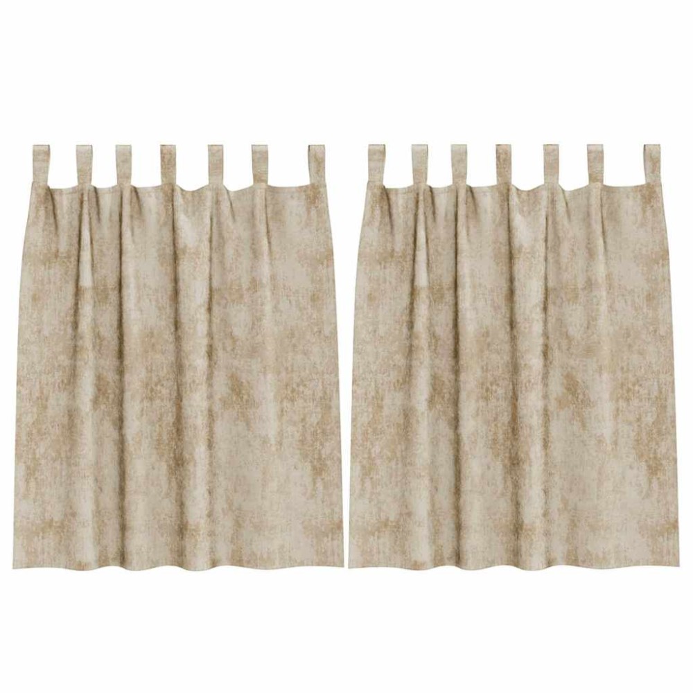 vidaXL Βελούδινες Κουρτίνες 2 τμχ. Κρεμ 140 x 140 cm Βελούδο
