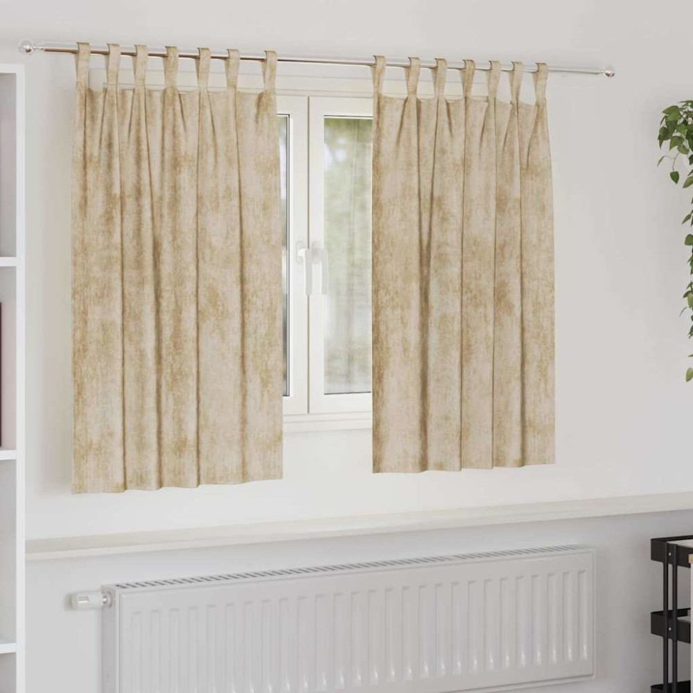 vidaXL Βελούδινες Κουρτίνες 2 τμχ. Κρεμ 140 x 140 cm Βελούδο