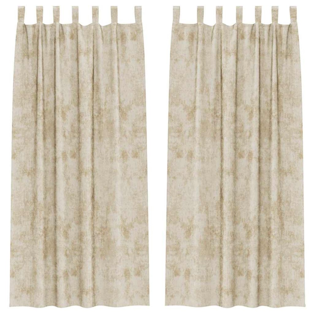 vidaXL Βελούδινες Κουρτίνες 2 τμχ. Κρεμ 225 x 140 εκ. Βελούδο