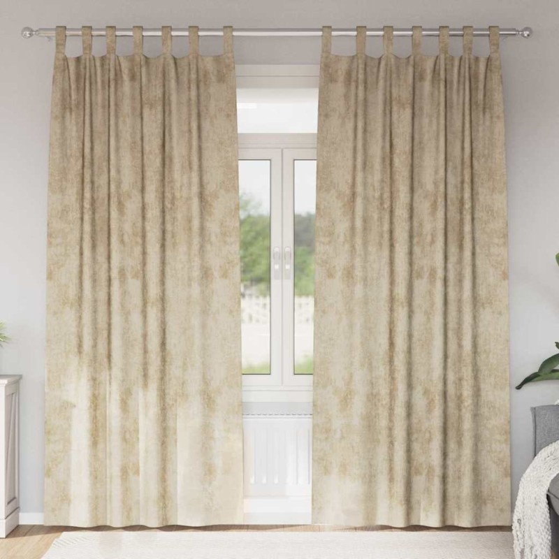 vidaXL Βελούδινες Κουρτίνες 2 τμχ. Κρεμ 225 x 140 εκ. Βελούδο