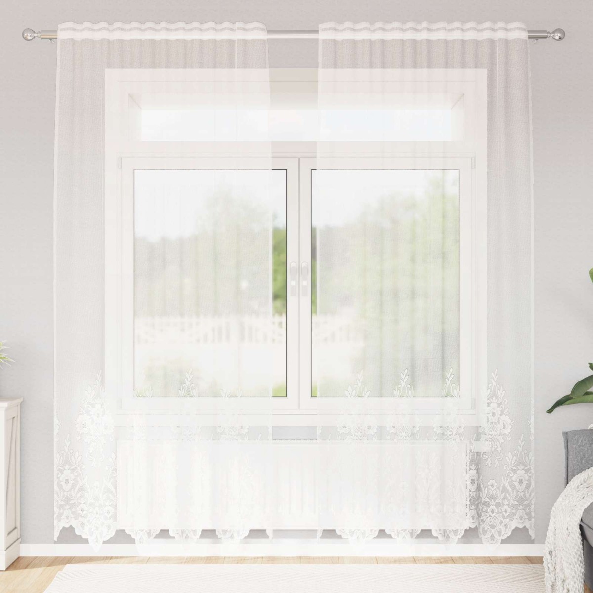 vidaXL Κουρτίνα Δαντέλας Λευκό 200 x 150 cm Πολυεστέρας