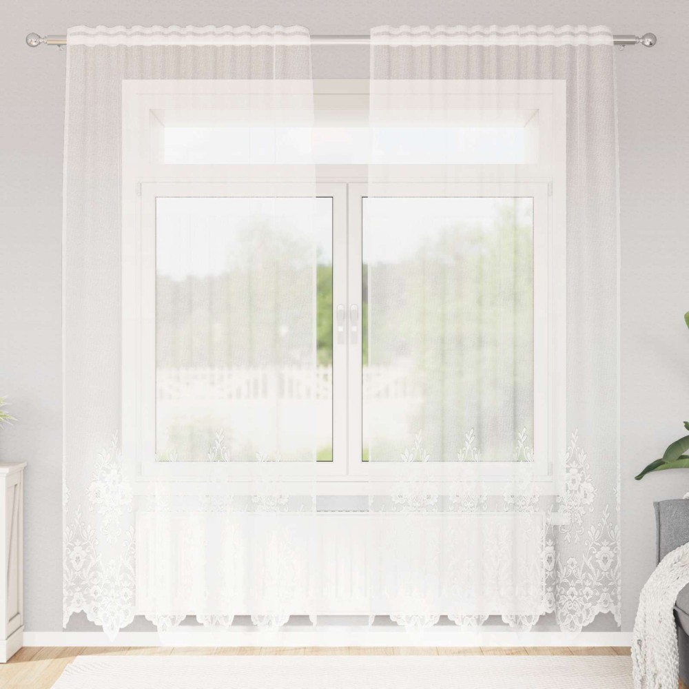 vidaXL Κουρτίνα Δαντέλας Λευκό 220x150εκ Πολυεστέρας