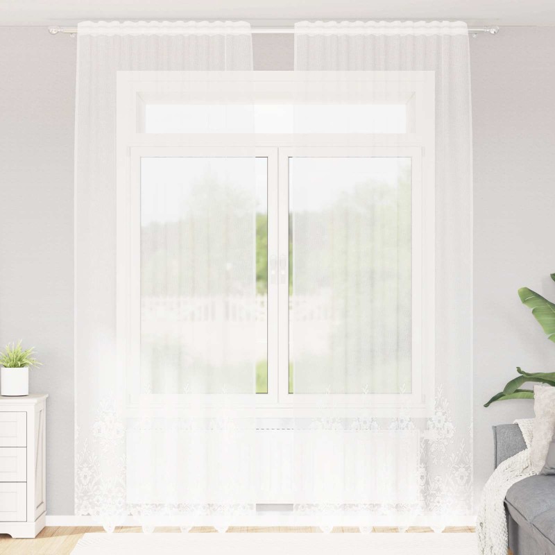 vidaXL Κουρτίνα Δαντέλας Λευκό 280 x 150 εκ Πολυεστέρας