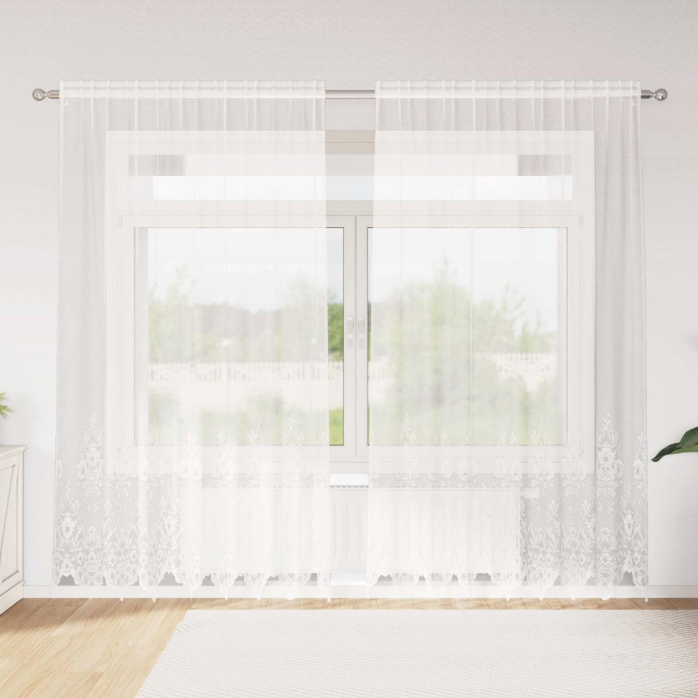 vidaXL Κουρτίνα Δαντέλας Λευκό 245 x 200 cm Πολυεστέρας