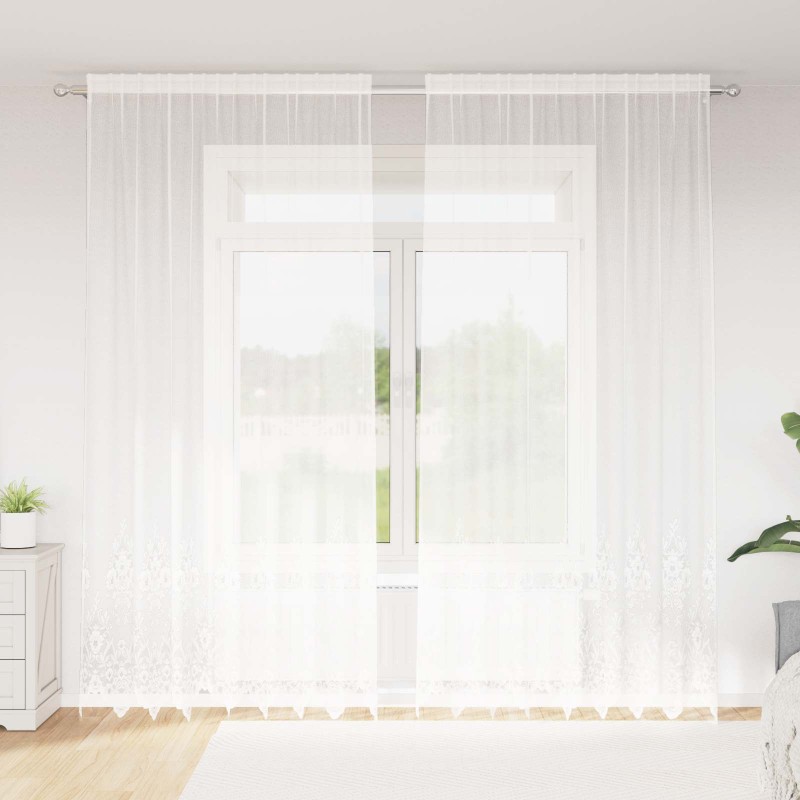 vidaXL Κουρτίνα Δαντέλας Λευκό 300 x 200 cm Πολυεστέρας