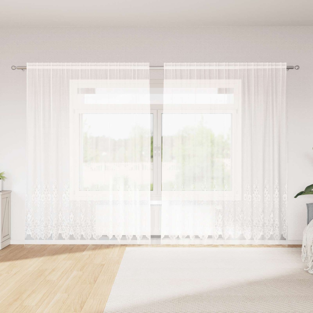 vidaXL Κουρτίνα Δαντέλας Λευκό 240 x 300 εκ Πολυεστέρας