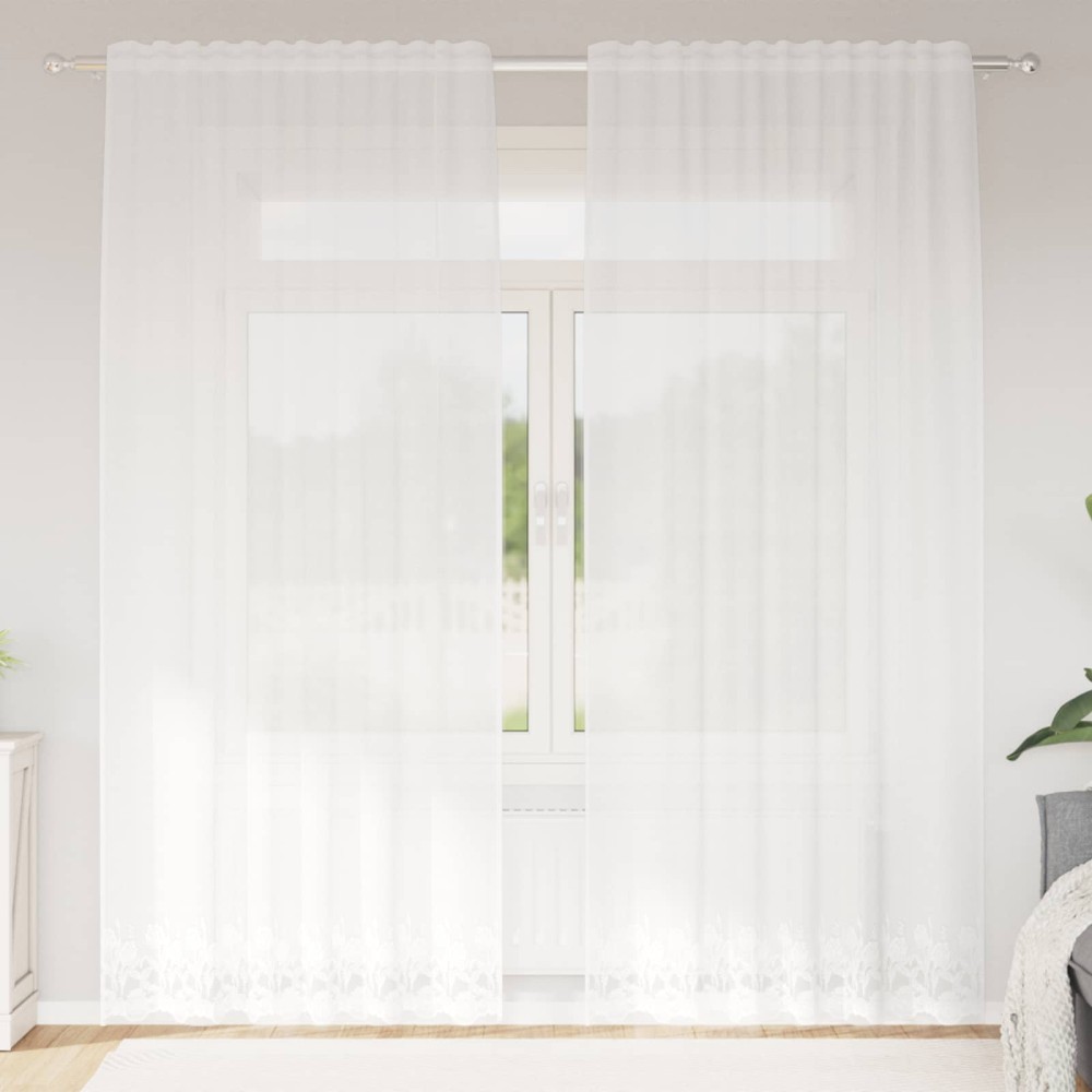 vidaXL Κουρτίνα Δαντέλας Λευκό 240 x 150 cm Πολυεστέρας
