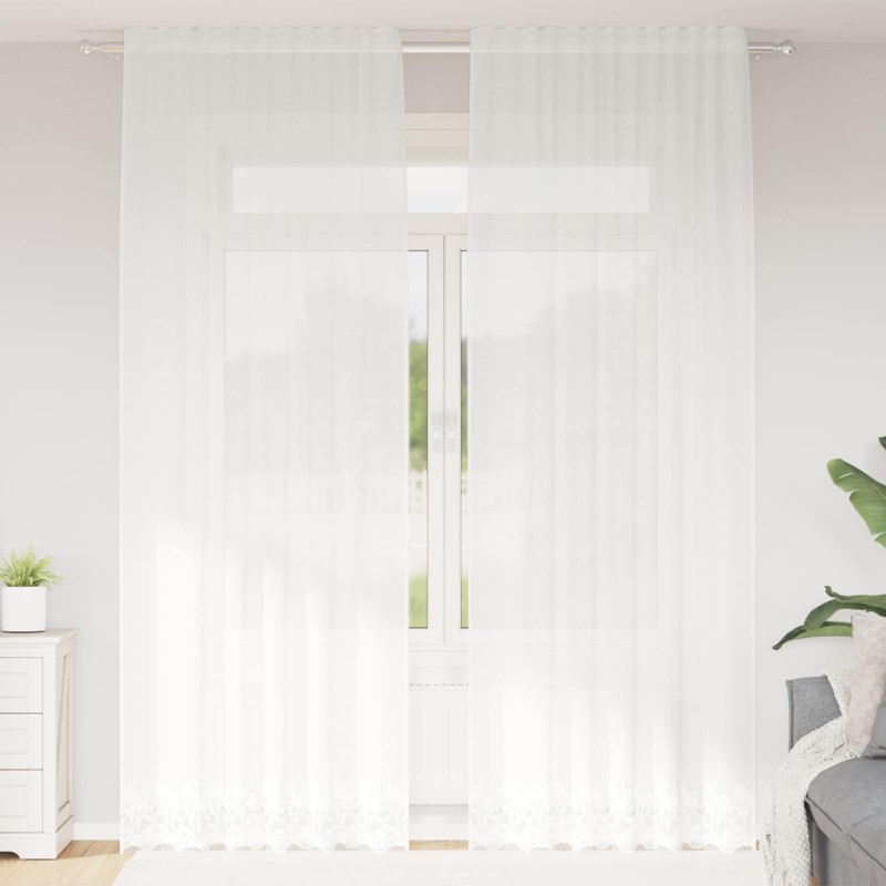 vidaXL Κουρτίνα Δαντέλας Λευκό 280 x 150 εκ Πολυεστέρας