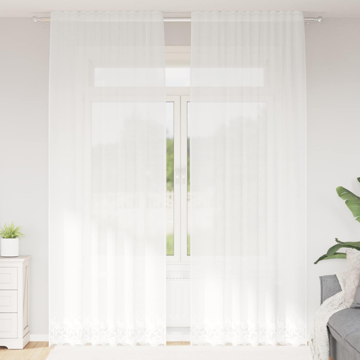 vidaXL Κουρτίνα Δαντέλας Λευκό 300 x 150 cm Πολυεστέρας