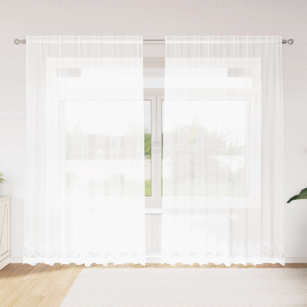 vidaXL Κουρτίνα Δαντέλας Λευκό 245 x 200 cm Πολυεστέρας