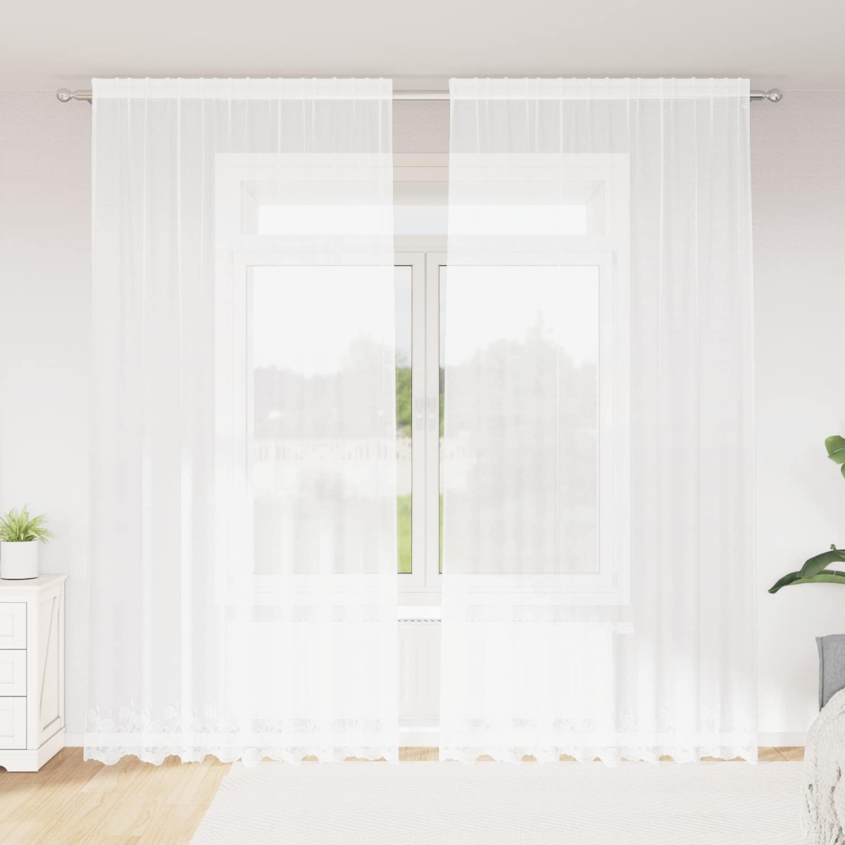 vidaXL Κουρτίνα Δαντέλας Λευκό 280 x 200 εκ Πολυεστέρας