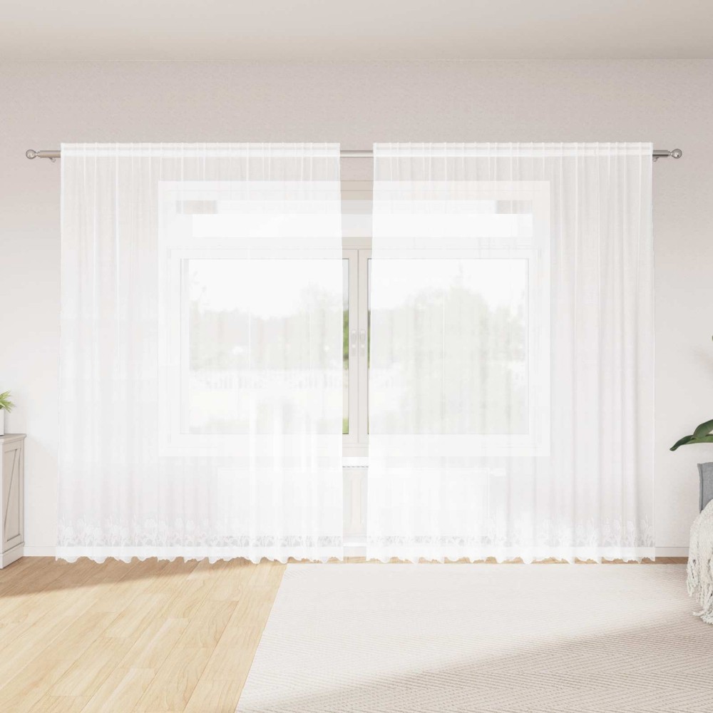 vidaXL Κουρτίνα Δαντέλας Λευκό 220 x 300 cm Πολυεστέρας