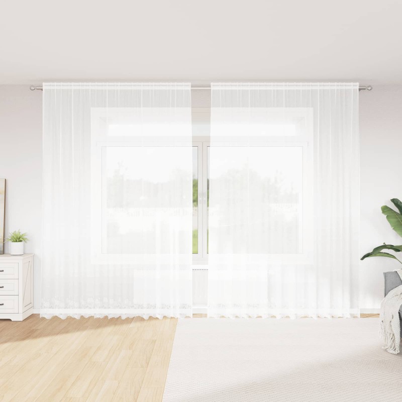 vidaXL Κουρτίνα Δαντέλας Λευκό 300 x 300 cm Πολυεστέρας