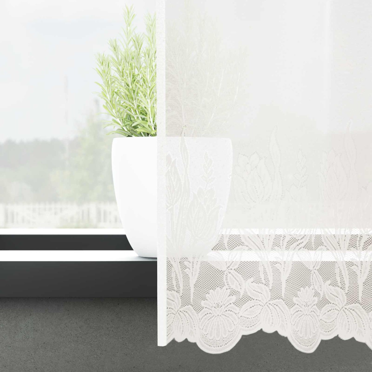 vidaXL Κουρτίνα Δαντέλας Λευκό 120 x 600 cm Πολυεστέρας
