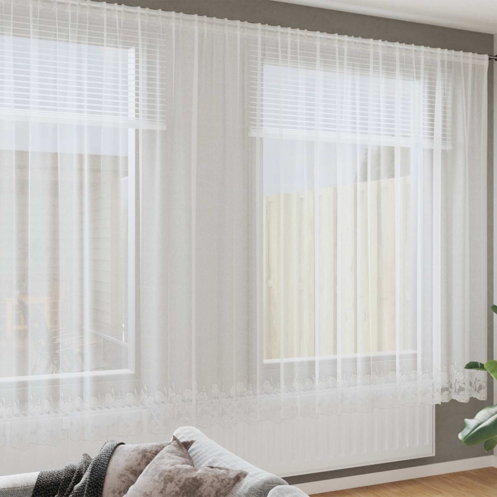 vidaXL Κουρτίνα Δαντέλας Λευκό 240x900εκ Πολυεστέρας