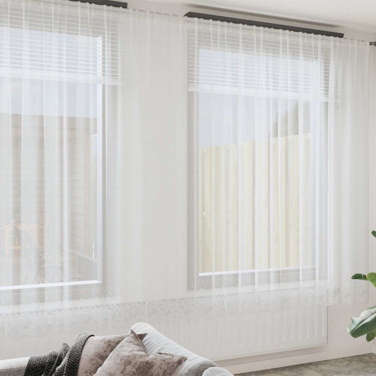 vidaXL Κουρτίνα Δαντέλας Λευκό 1200 x 280 εκ. Πολυεστέρας