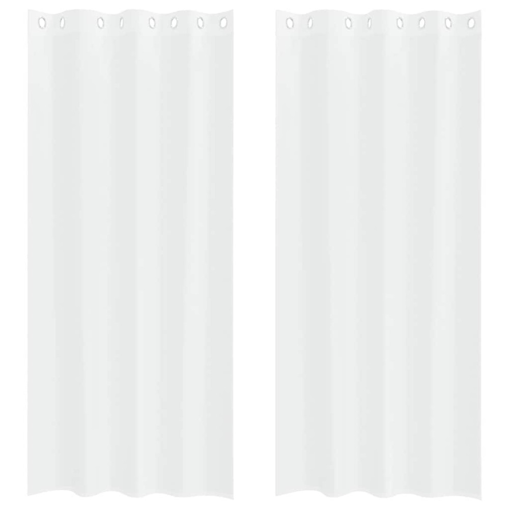 vidaXL Κουρτίνα βυσσινί 2 τμχ. Λευκό 245 x 140 εκ. Πολυεστέρας