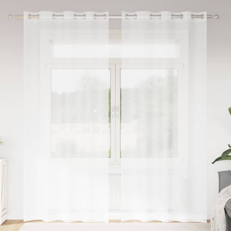vidaXL Κουρτίνα βυσσινί 2 τμχ. Λευκό 260 x 140 εκ. Πολυεστέρας