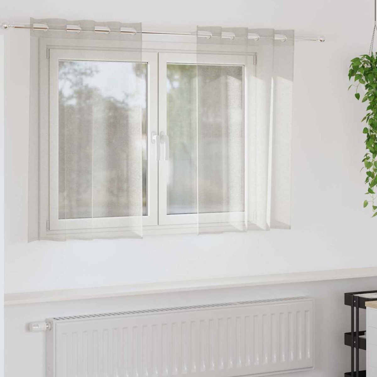 vidaXL Κουρτίνα βυσσινί 2 τμχ. Κρεμ 140 x 140 cm Πολυεστέρας