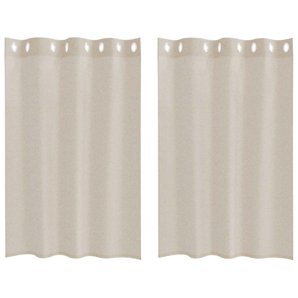 vidaXL Κουρτίνα βυσσινί 2 τμχ. Άμμος 140 x 140 cm Πολυεστέρας