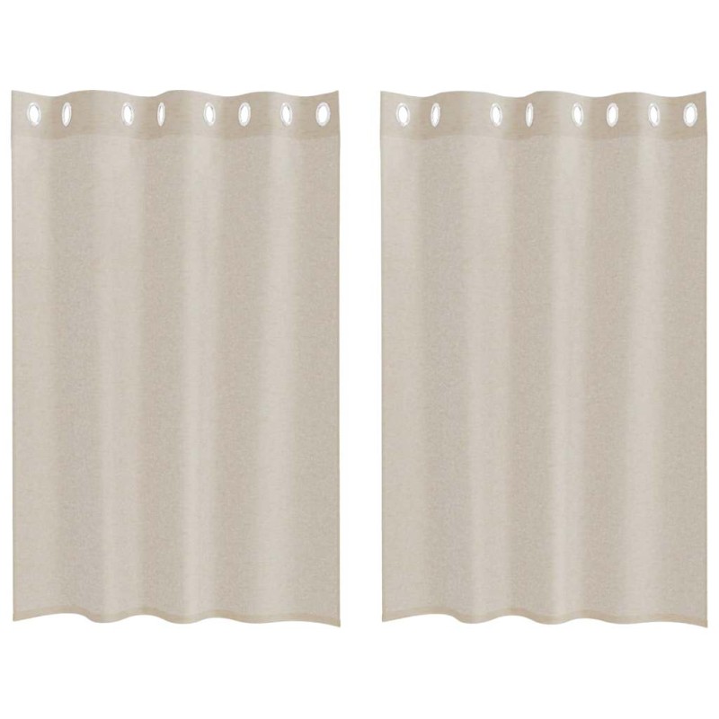 vidaXL Κουρτίνα βυσσινί 2 τμχ. Άμμος 140 x 140 cm Πολυεστέρας