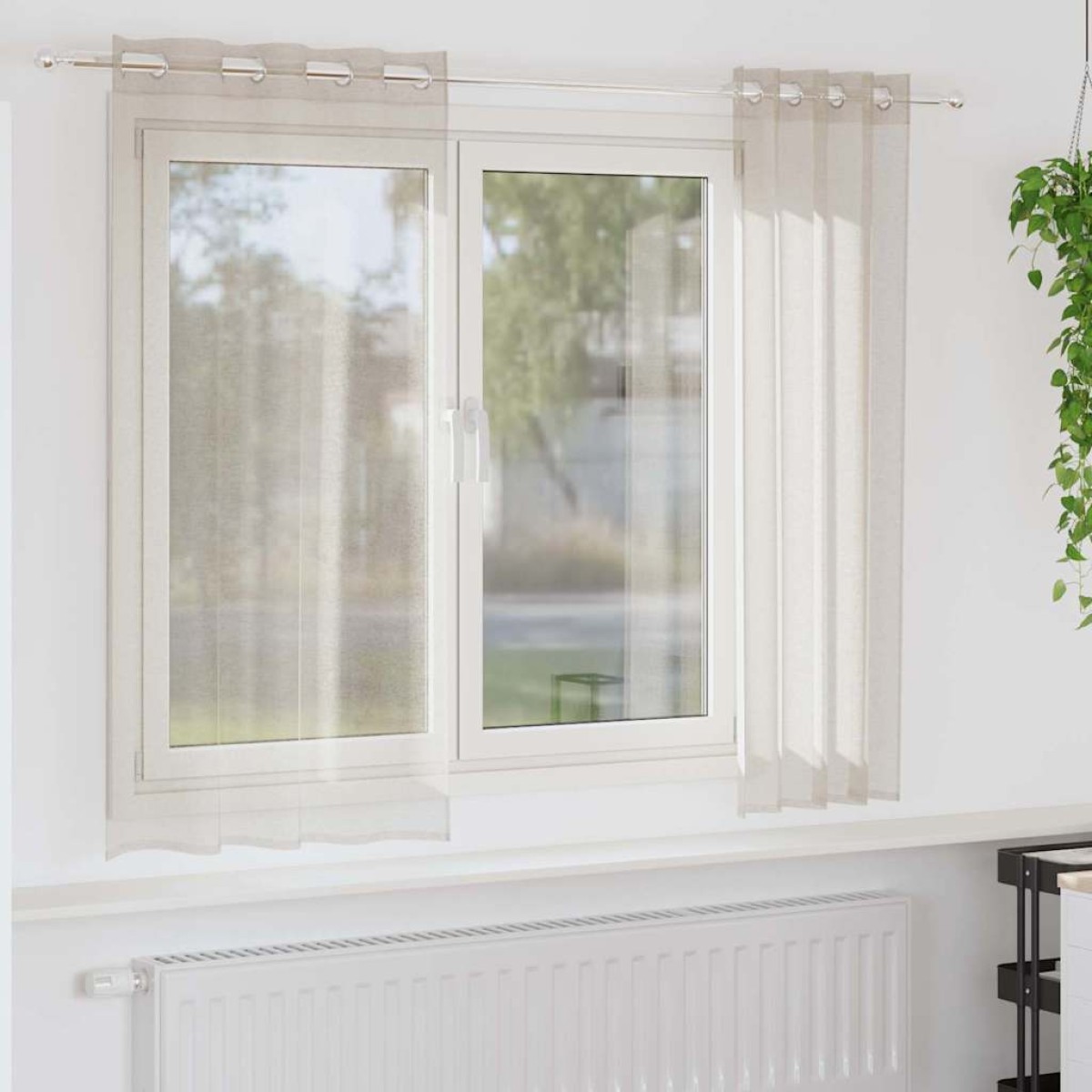 vidaXL Κουρτίνα βυσσινί 2 τμχ. Άμμος 175 x 140 εκ. Πολυεστέρας