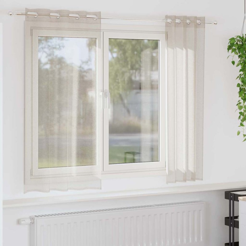 vidaXL Κουρτίνα βυσσινί 2 τμχ. Άμμος 175 x 140 εκ. Πολυεστέρας