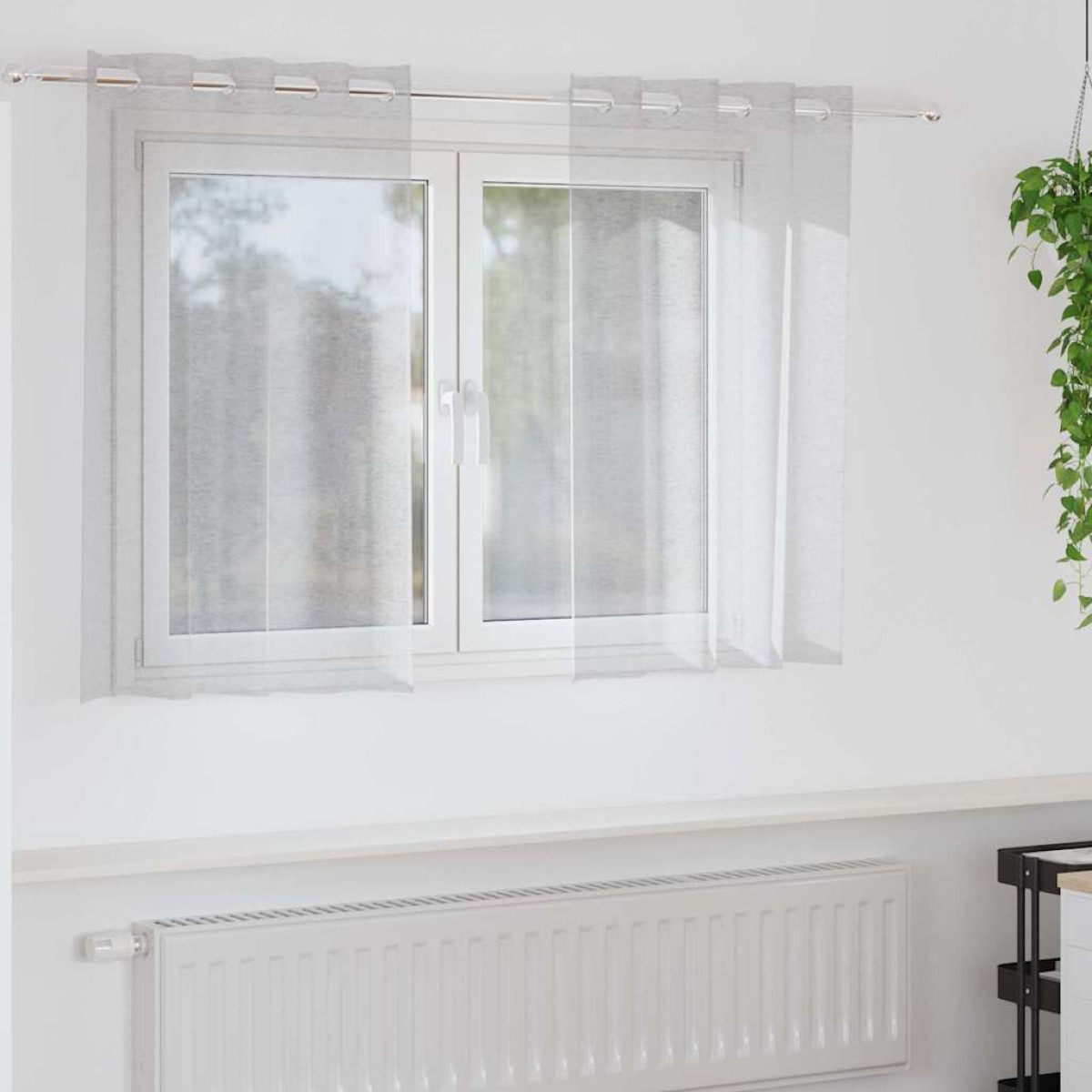vidaXL Κουρτίνα βυσσινί 2 τμχ. Ανοιχτό γκρι 140 x 140 cm Πολυεστέρας