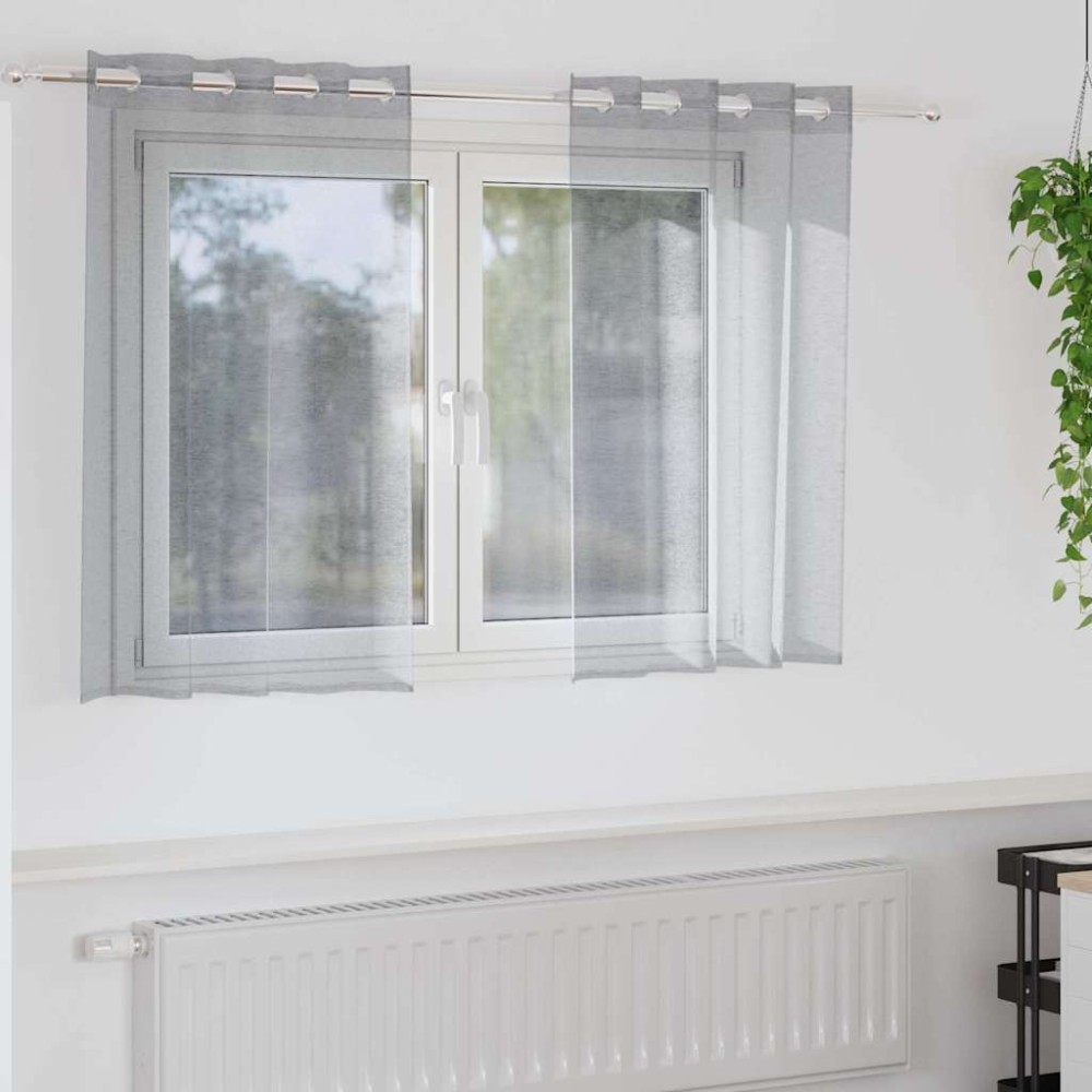 vidaXL Κουρτίνα βυσσινί 2 τμχ. Σκούρο Γκρι 140 x 140 cm Πολυεστέρας