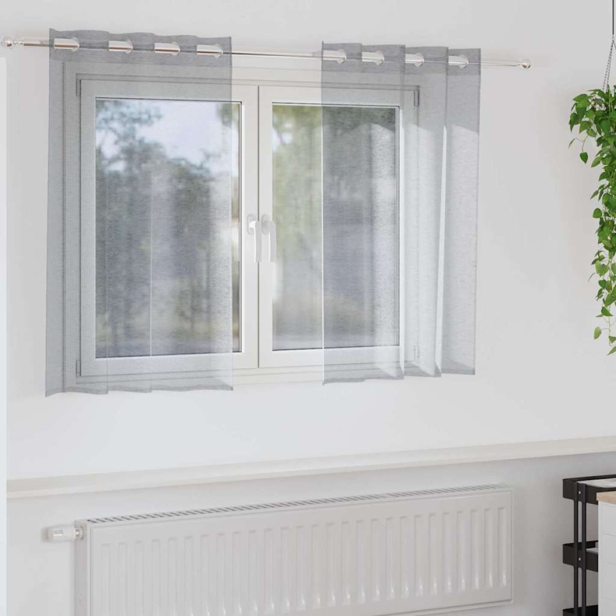 vidaXL Κουρτίνα βυσσινί 2 τμχ. Σκούρο Γκρι 140 x 140 cm Πολυεστέρας