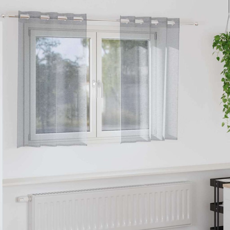 vidaXL Κουρτίνα βυσσινί 2 τμχ. Σκούρο Γκρι 140 x 140 cm Πολυεστέρας