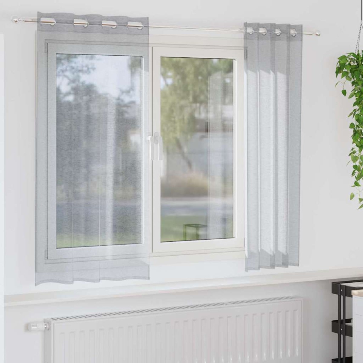 vidaXL Κουρτίνα βυσσινί 2 τμχ. Σκούρο Γκρι 175 x 140 εκ. Πολυεστέρας