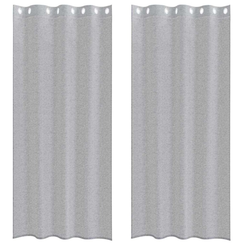 vidaXL Κουρτίνα βυσσινί 2 τμχ. Σκούρο Γκρι 245 x 140 εκ. Πολυεστέρας