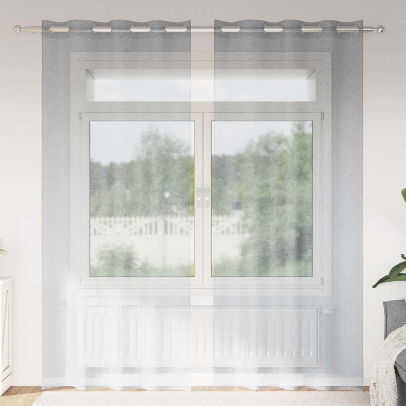 vidaXL Κουρτίνα βυσσινί 2 τμχ. Σκούρο Γκρι 260 x 140 εκ. Πολυεστέρας