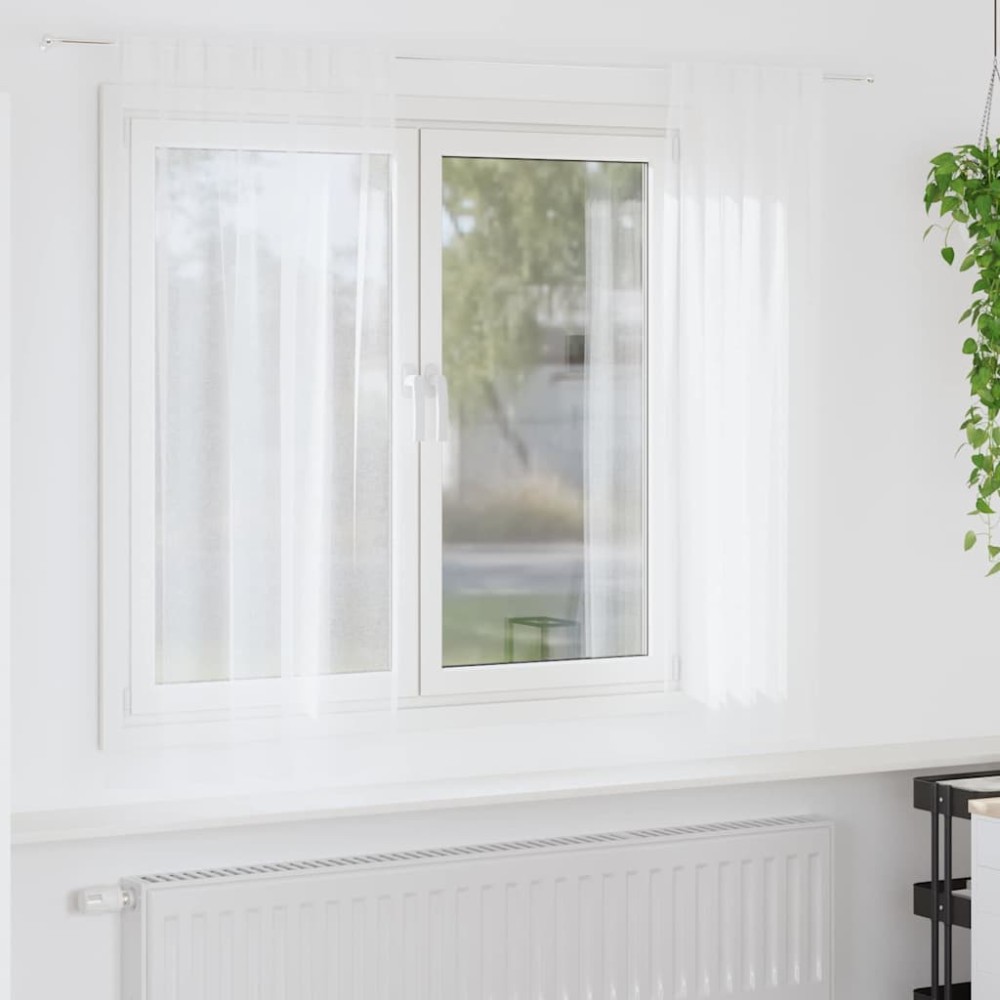 vidaXL Κουρτίνα βυσσινί 2 τμχ. Λευκό 175 x 140 εκ. Πολυεστέρας