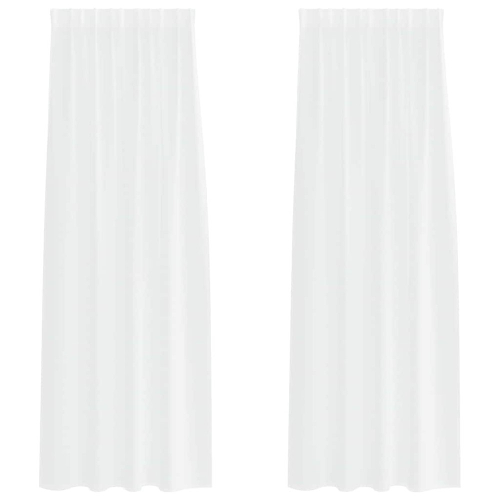 vidaXL Κουρτίνα βυσσινί 2 τμχ. Λευκό 245 x 140 εκ. Πολυεστέρας