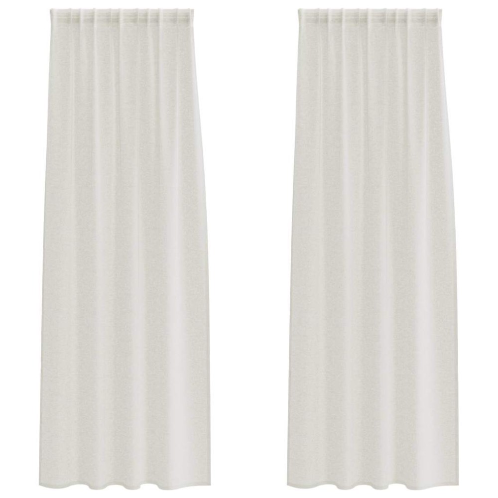 vidaXL Κουρτίνα βυσσινί 2 τμχ. Κρεμ 225 x 140 εκ. Πολυεστέρας