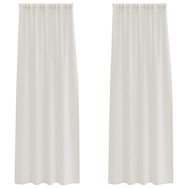 vidaXL Κουρτίνα βυσσινί 2 τμχ. Κρεμ 245 x 140 εκ. Πολυεστέρας