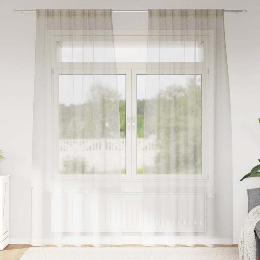 vidaXL Κουρτίνα βυσσινί 2 τμχ. Κρεμ 245 x 140 εκ. Πολυεστέρας