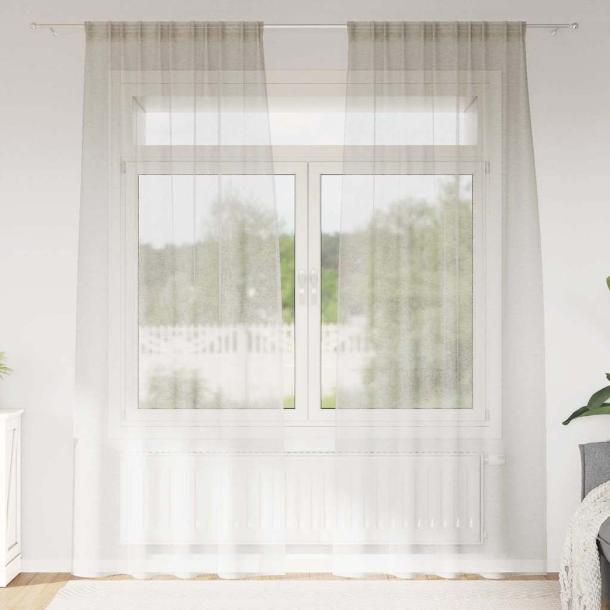 vidaXL Κουρτίνα βυσσινί 2 τμχ. Κρεμ 245 x 140 εκ. Πολυεστέρας