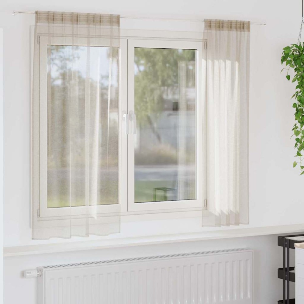 vidaXL Κουρτίνα βυσσινί 2 τμχ. Άμμος 175 x 140 εκ. Πολυεστέρας