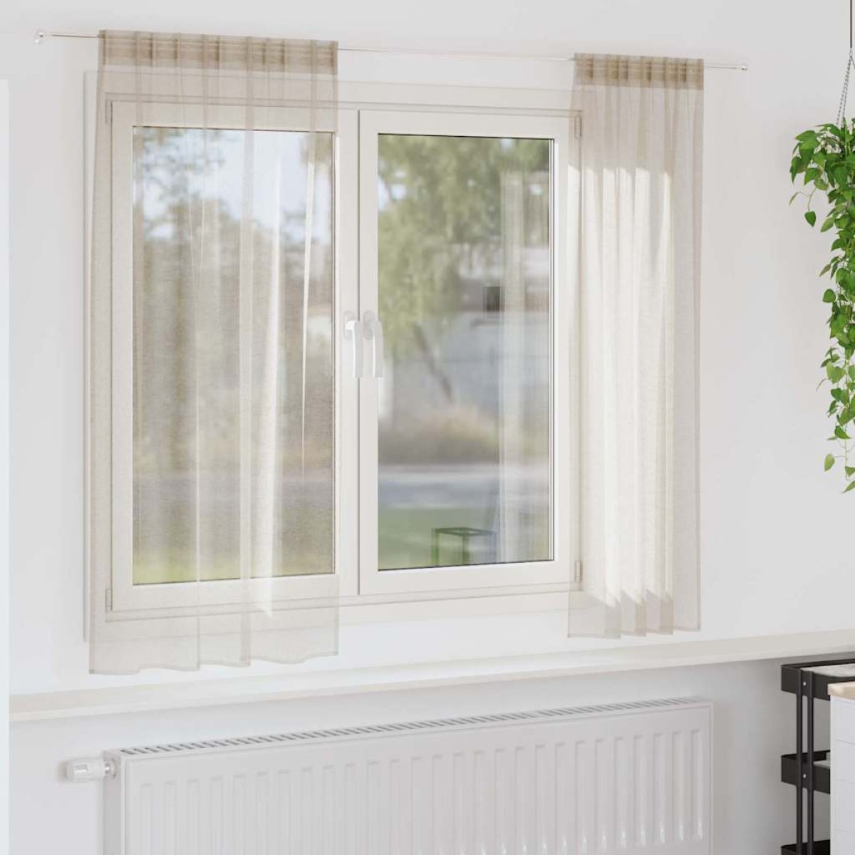 vidaXL Κουρτίνα βυσσινί 2 τμχ. Άμμος 175 x 140 εκ. Πολυεστέρας