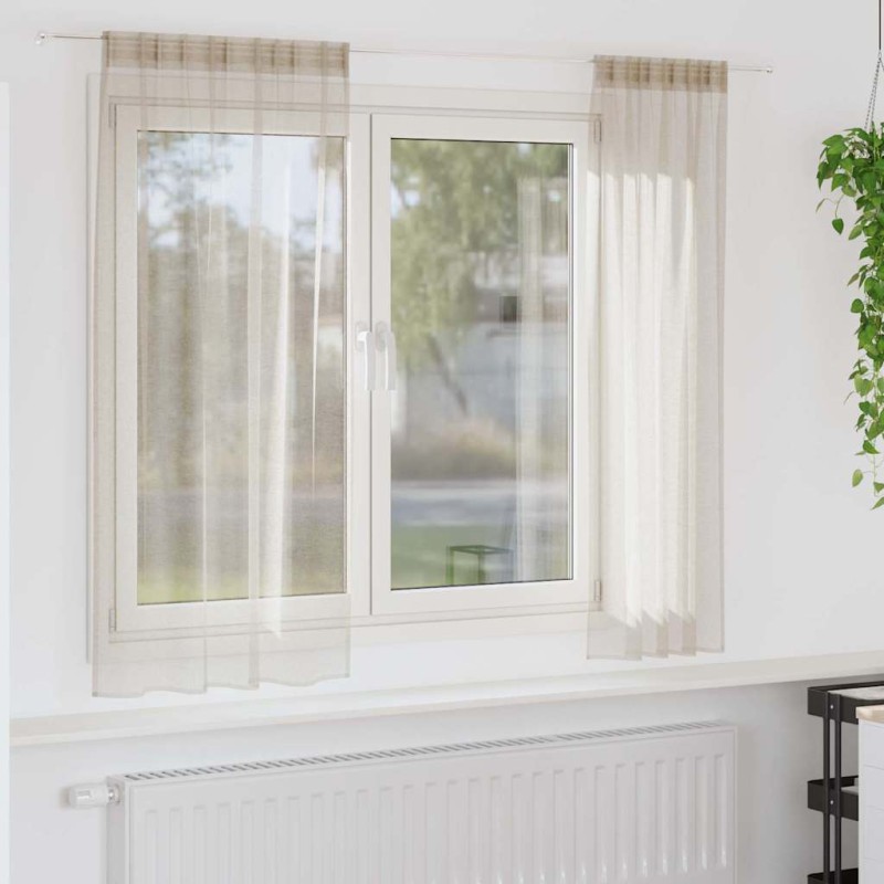 vidaXL Κουρτίνα βυσσινί 2 τμχ. Άμμος 175 x 140 εκ. Πολυεστέρας