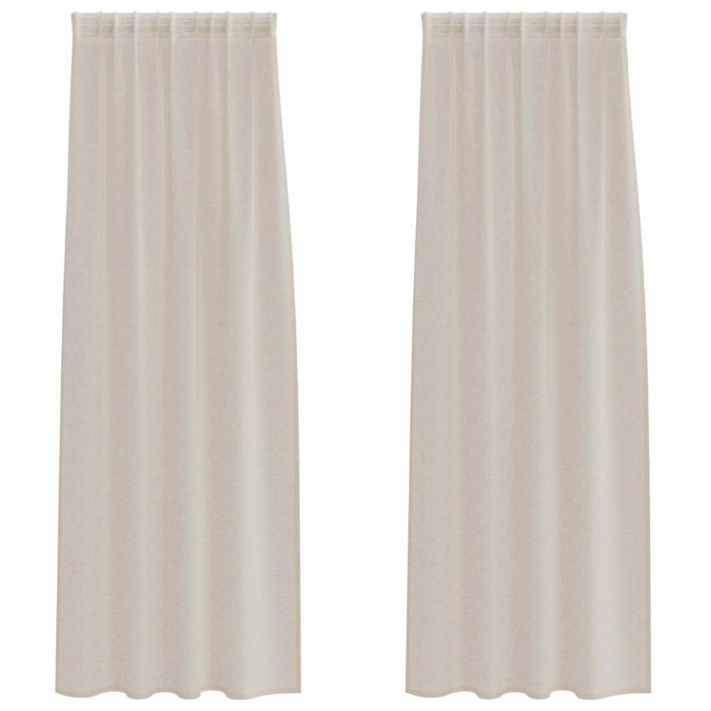 vidaXL Κουρτίνα βυσσινί 2 τμχ. Άμμος 225 x 140 εκ. Πολυεστέρας