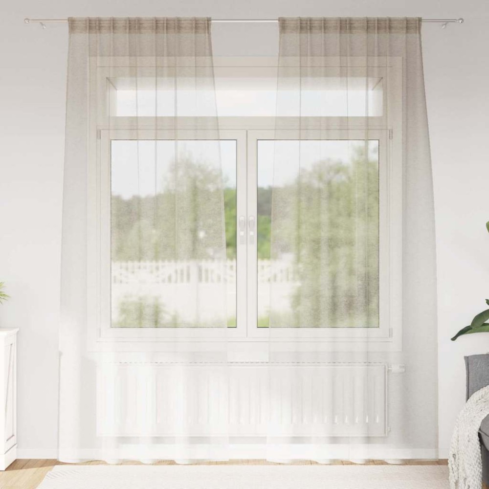 vidaXL Κουρτίνα βυσσινί 2 τμχ. Άμμος 245 x 140 εκ. Πολυεστέρας
