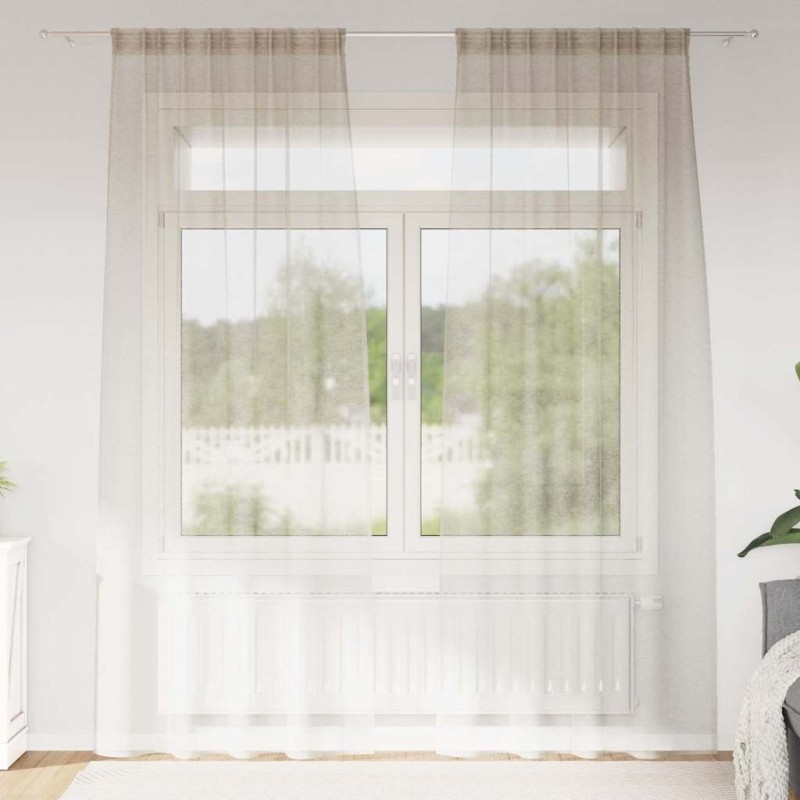 vidaXL Κουρτίνα βυσσινί 2 τμχ. Άμμος 245 x 140 εκ. Πολυεστέρας