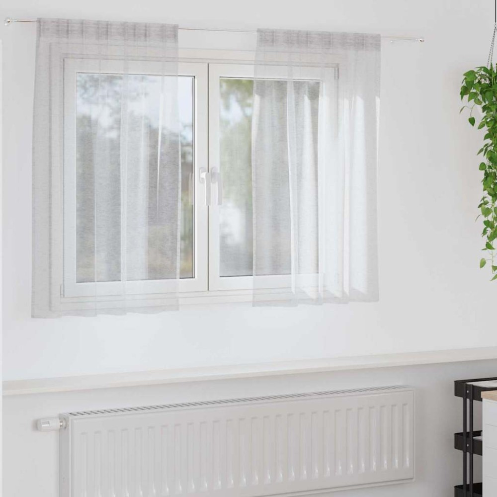 vidaXL Κουρτίνα βυσσινί 2 τμχ. Ανοιχτό γκρι 140 x 140 cm Πολυεστέρας